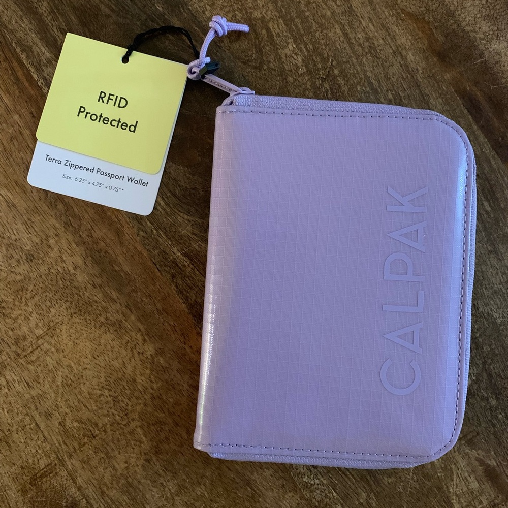 Calpak Light Purple Passport Holder Terra Zippered Passport Wallet in Amethyst